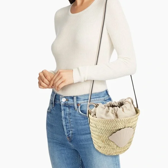 Poolside Mini Ibiza Handwoven Basket Crossbody Bag Coconut - Picture 14 of 16